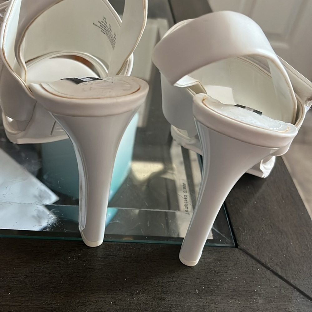 Dkny White Heels with Elegant Slingback Design